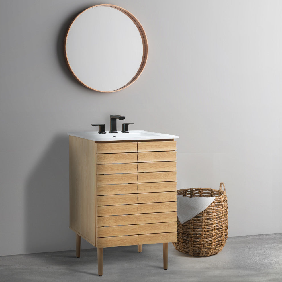 24" Modern Farmhouse 2-Shelf Bath Vanity Cabinet Only (Sink Basin not Included)