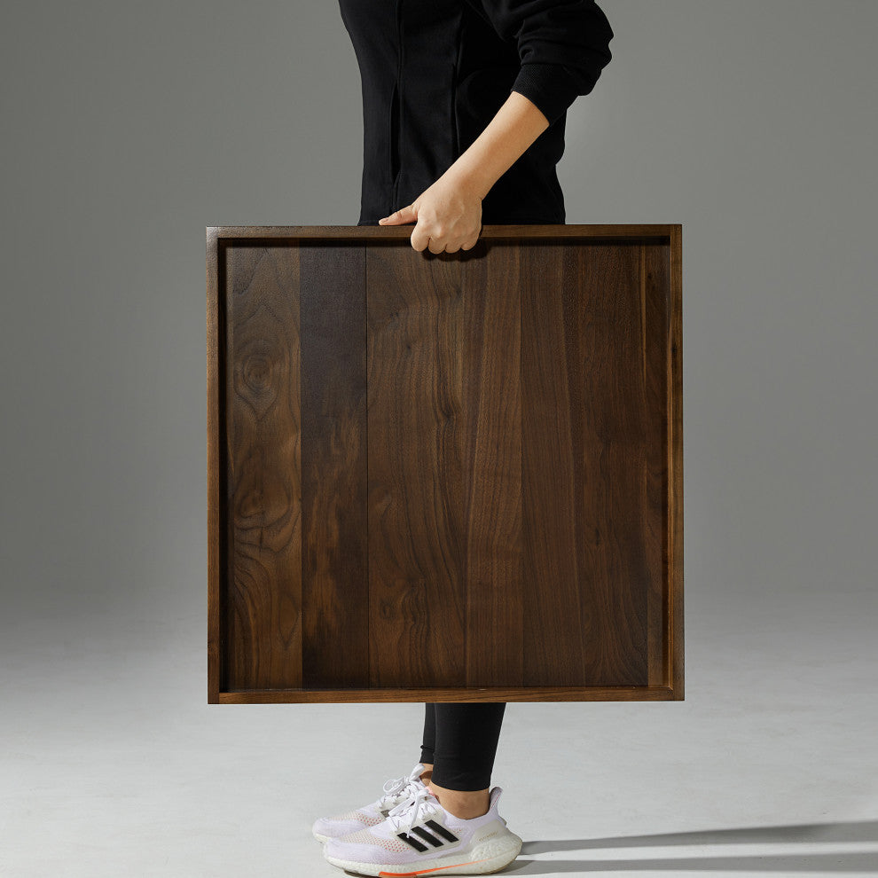 Square Black Walnut Solid Wood Tray Ottoman Tray, 24inch