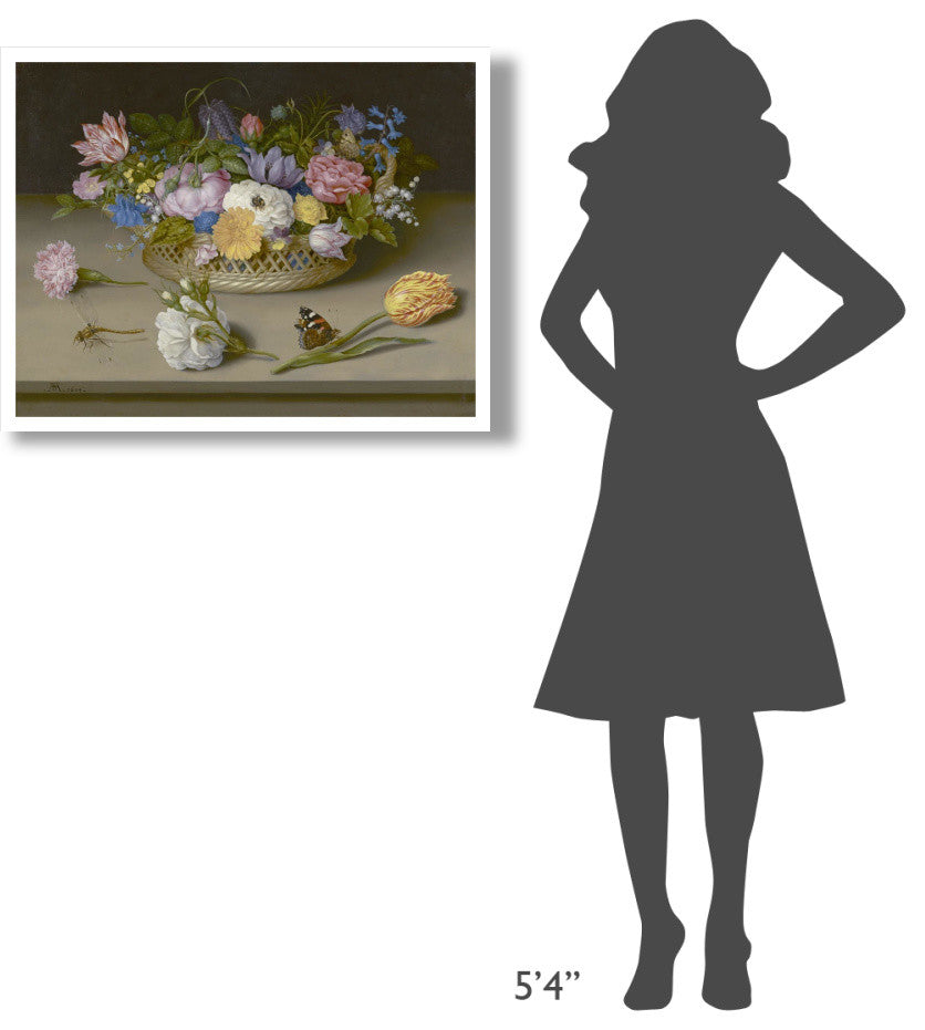 "Flower Still Life" Digital Paper Print by Ambrosius Bosschaert, 34"x26"