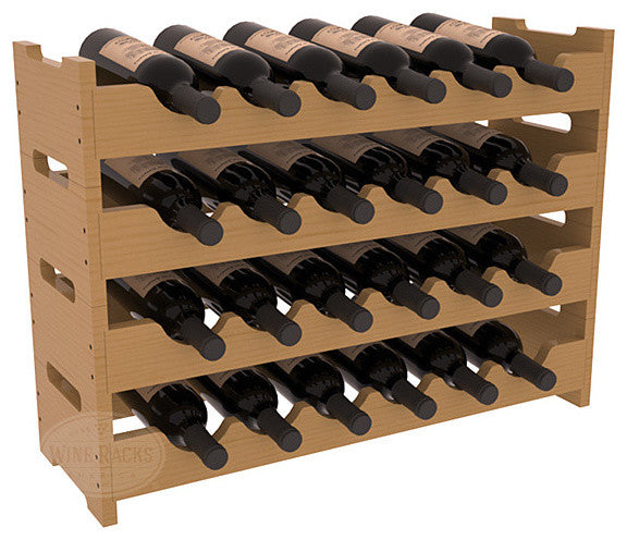 24-Bottle Mini Scalloped Wine Rack, Pine, Oak + Satin