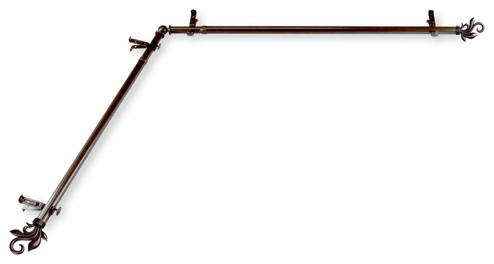Giles 13/16 inch Corner Window Curtain Rod, Cocoa, 66-120"
