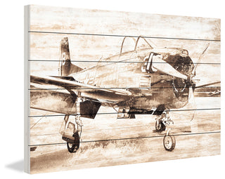 "Vintage Aero" Print on White Wood