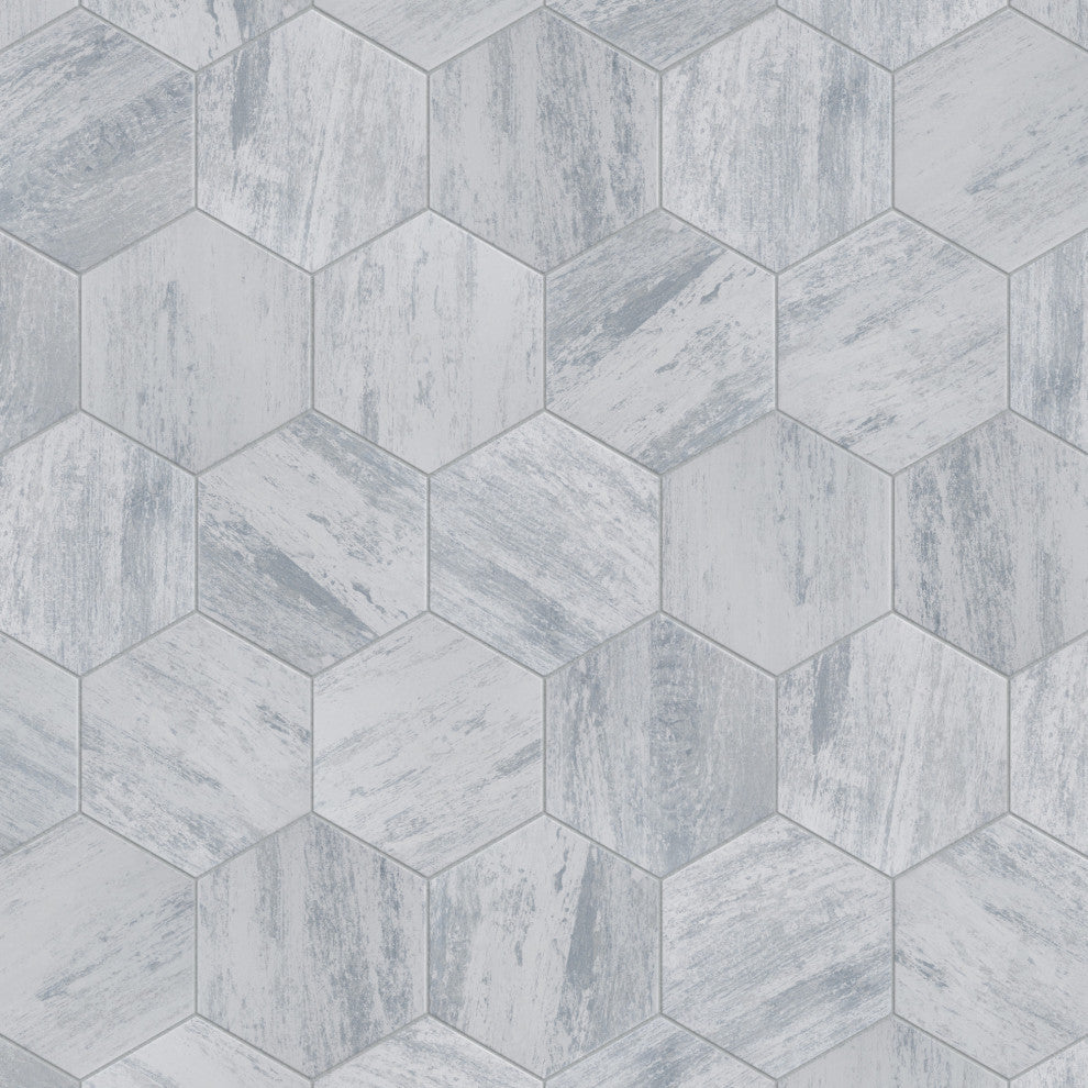 Cassis Hex Porcelain Floor and Wall Tile Sample, White
