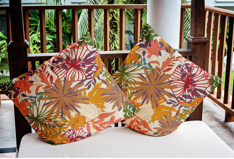 Jumble Floral Indoor/Outdoor Throw Pillow, Scallion, 18"x18"