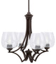 Zilo Uplight, 4 Light, Chandelier, Dark Granite Finish, 6" Clear Bubble Glass