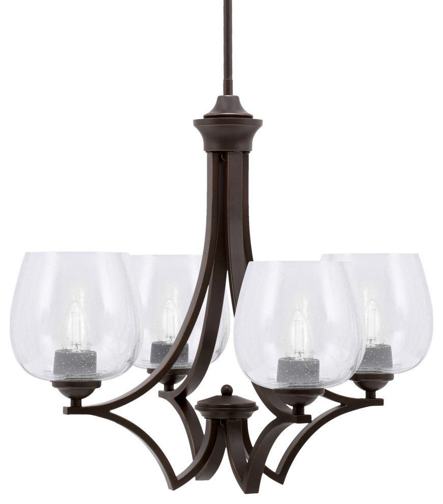 Zilo Uplight, 4 Light, Chandelier, Dark Granite Finish, 6" Clear Bubble Glass
