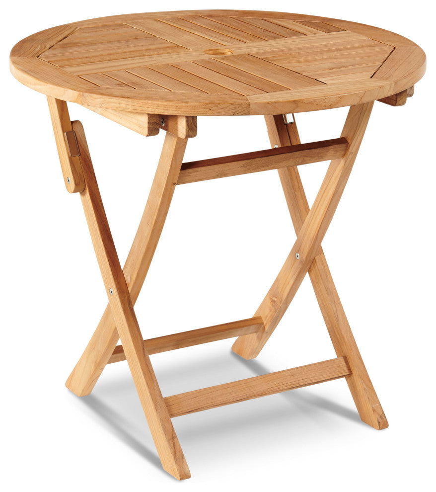 Valencia 3-piece Round Teak Oudoor Bistro Set with Folding Table and Armchairs