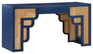 TOV Furniture Suzie Navy & Rattan Desk