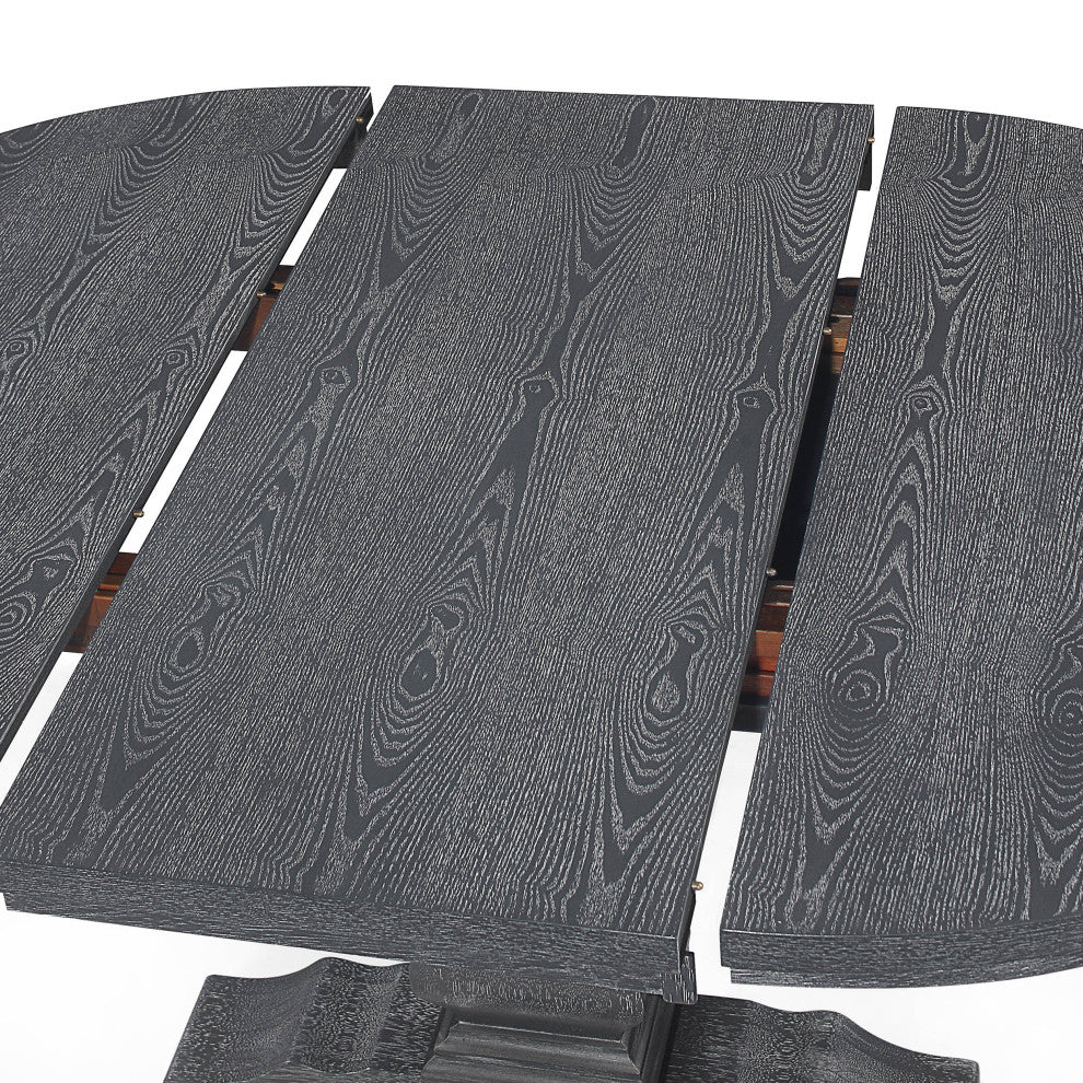 Judith Rustic Wood Expandable Oval Dining Table, Grey