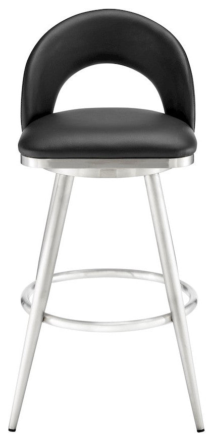 Charlotte Swivel Counter or Bar Stool in Faux Leather and Metal