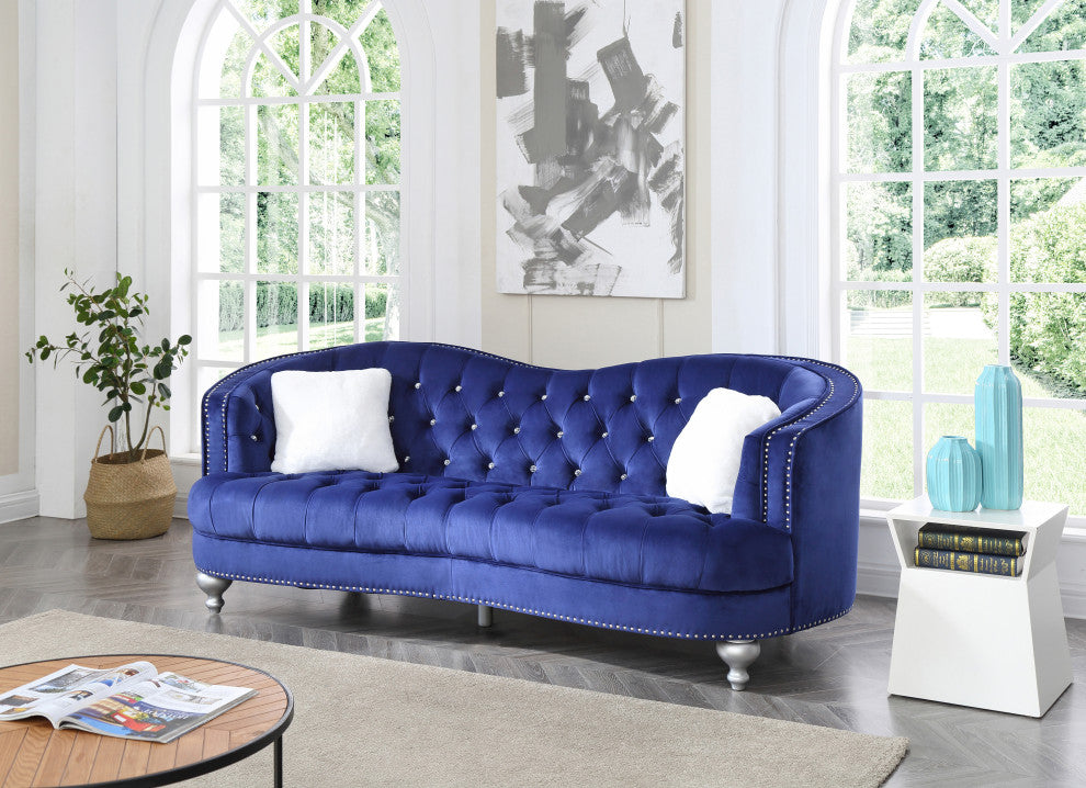 Jewel Velvet Loveseat, Blue