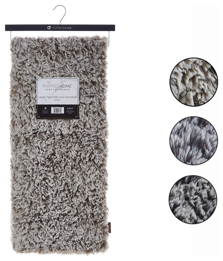 Inspired Home Lucius Throw Two Tone, Polyester 50"x60", Brown