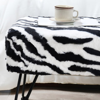 Zebra Faux Fur Bench, 46''x16''x17''