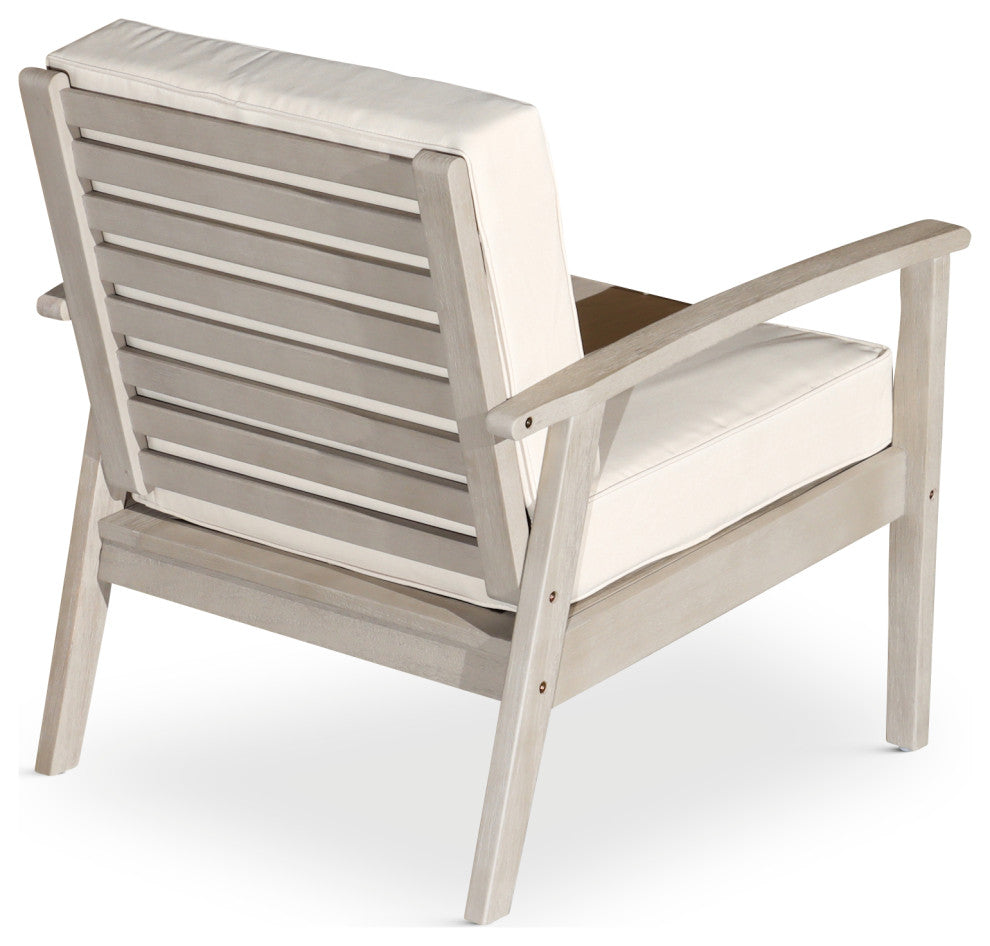 DTY Outdoor Living Longs Peak Eucalyptus Chair W/ Cushions, Driftwood Gray, Burg