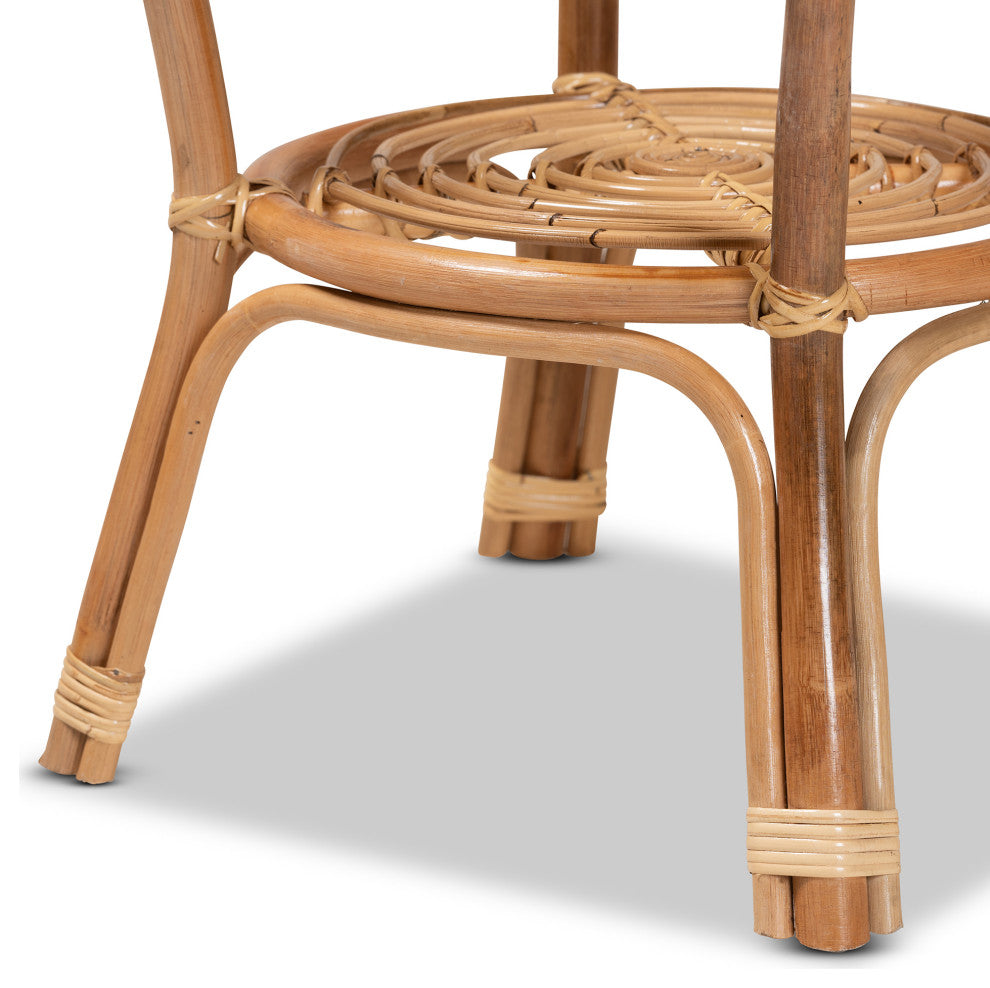 Cariel Modern Bohemian Natural Brown Rattan Coffee Table