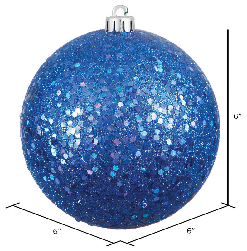 Vickerman N591502DQ 6" Blue Sequin Ball Ornament, 4 per Bag