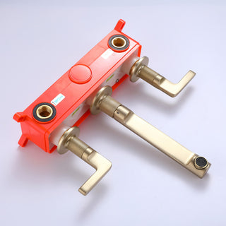 Two Handles Wall Mounted Bathroom Sink Faucet, Solid Brass, Brushed Gold