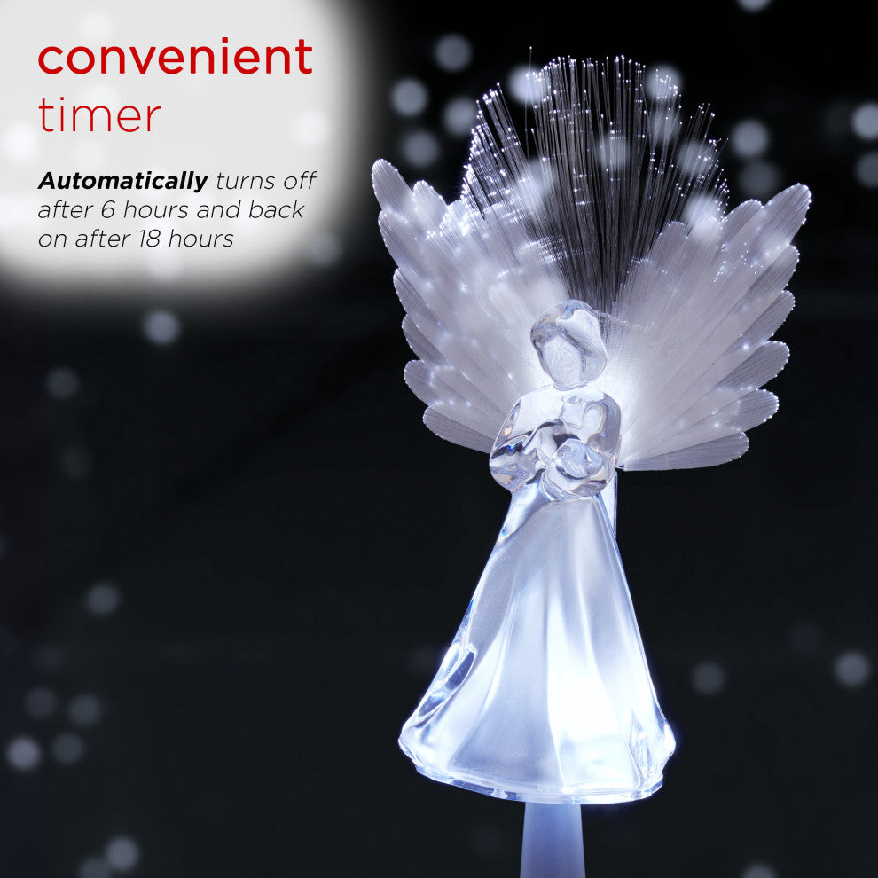 Angel Tree Topper with Fiber Optic Wings and LED Lights
