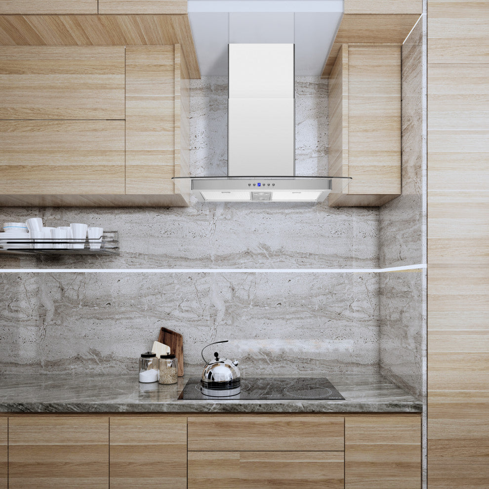Blue Ocean 30" RHKQ2 Tempered Glass Stainless Steel Wall Mount Range Hood