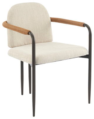 GDF Studio Modern Dining Chair With Iron Frame, Set of 2, Espresso/Beige