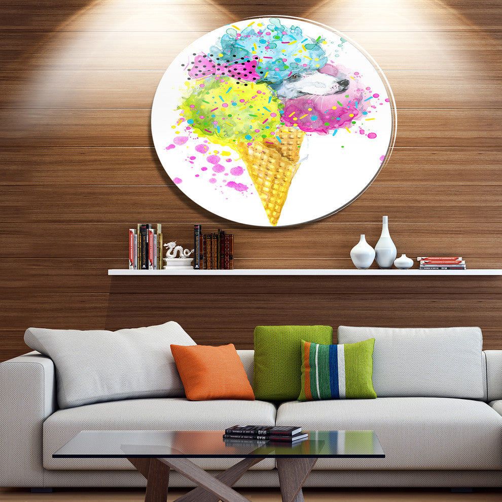 Cute Colorful Puppy Dog, Animal Large Disc Metal Wall Art, 11"