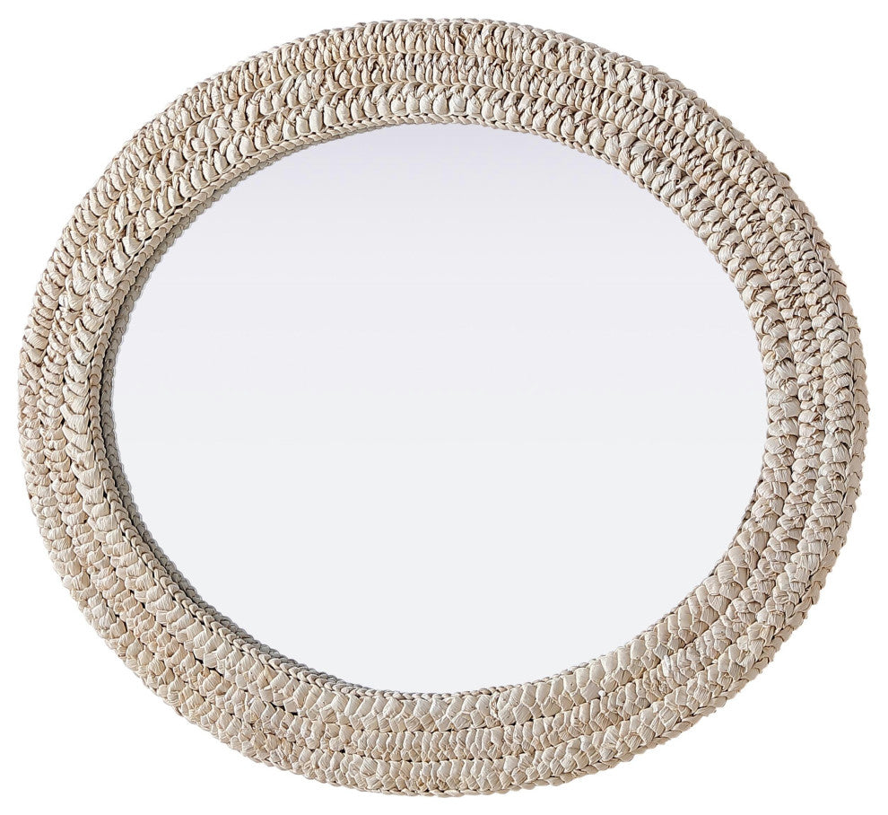 Home Living Oval Cornhusk Mirror 27x36, Linen White
