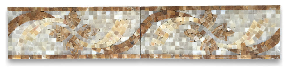 Marble Mosaic Border Listello Accent Tile Clover Onyx 4.7x12 Polished, 1 piece
