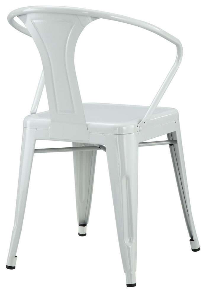 Modern Contemporary Kitchen Metal Dining Armchair Gray, Outdoor and Indoor