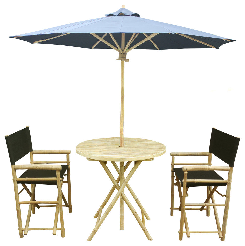 Bamboo 4-Piece Round Table Set, Black