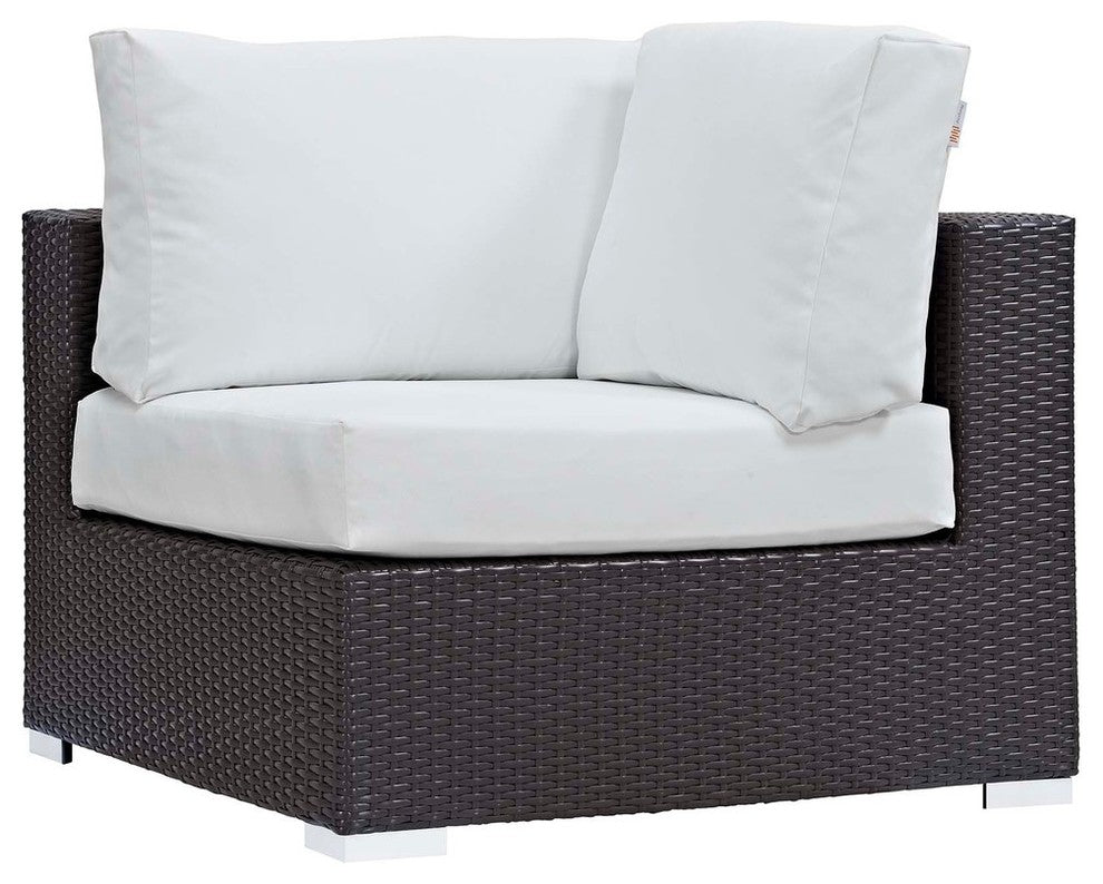 Espresso White Convene 5 Piece Set Outdoor Patio with Fire Pit