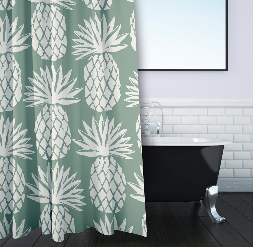 Pineapple Pattern Sage 70" w x 73" h Shower Curtain