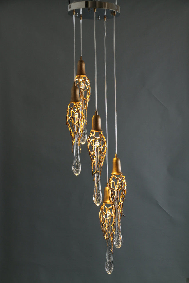 MIRODEMIÂ® Andora | Creative Crystal Chandelier with Clear Glass Drops, 15 Lights, Cool Light