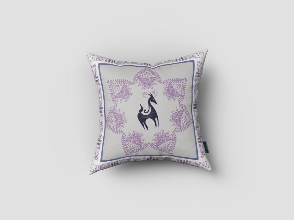 16 Gray Purple Horse Suede Throw Pillow