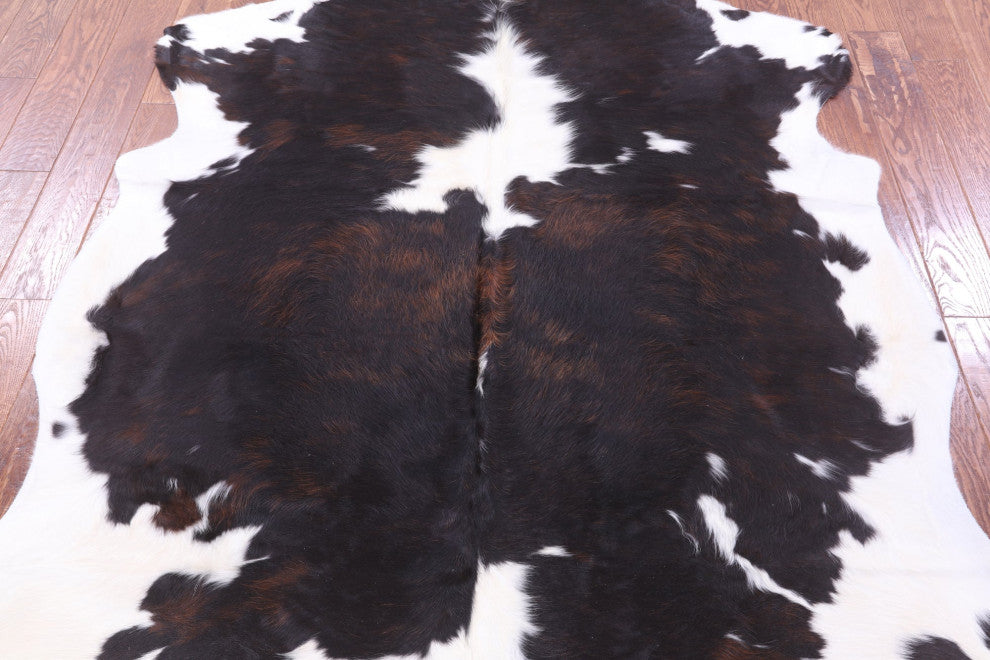 7' 1" X 6' 7" Tricolor Natural Cowhide Rug C2416