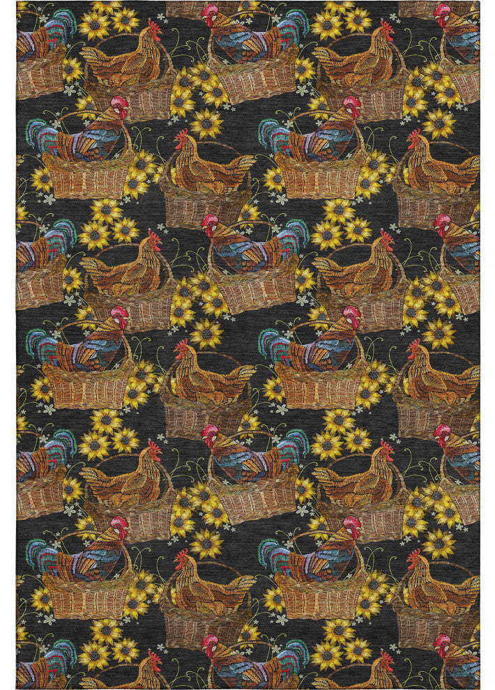 Addison Premium Washable Mayfield AMF157 black 3' x 5' Rug