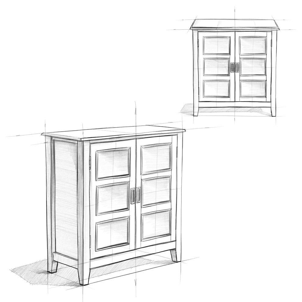 Burlington Solid Wood Low Storage Cabinet, Mahogany Brown