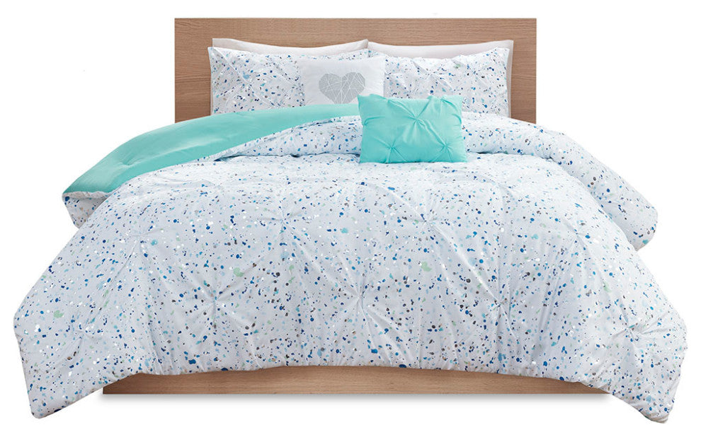 Intelligent Design Abby Glam Bedding Set, Aqua Blue, Twin/Twin Xl, Comforter Set