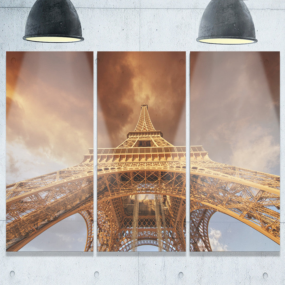 "View of Paris Eiffel Tower in Paris" Metal Wall Art, 3 Panels, 36"x28"