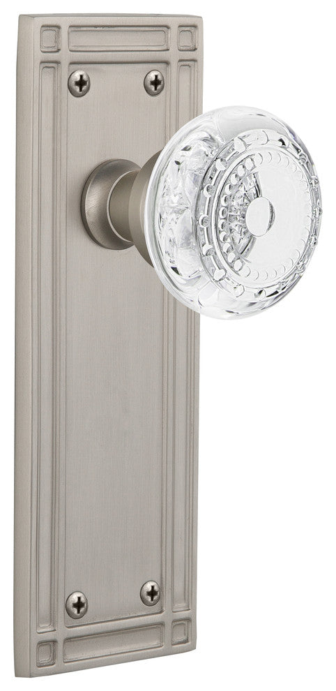 Mission Plate Double Dummy Crystal Meadows Knob, Satin Nickel, MISCME