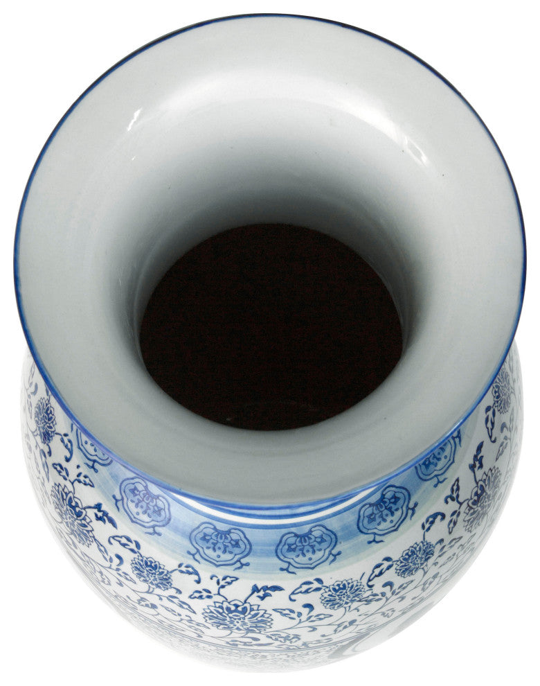36" Ladies Blue and White Porcelain Tung Chi Vase