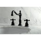 Kingston Brass Widespread Bathroom Faucet With Brass Pop-Up, Matte Black