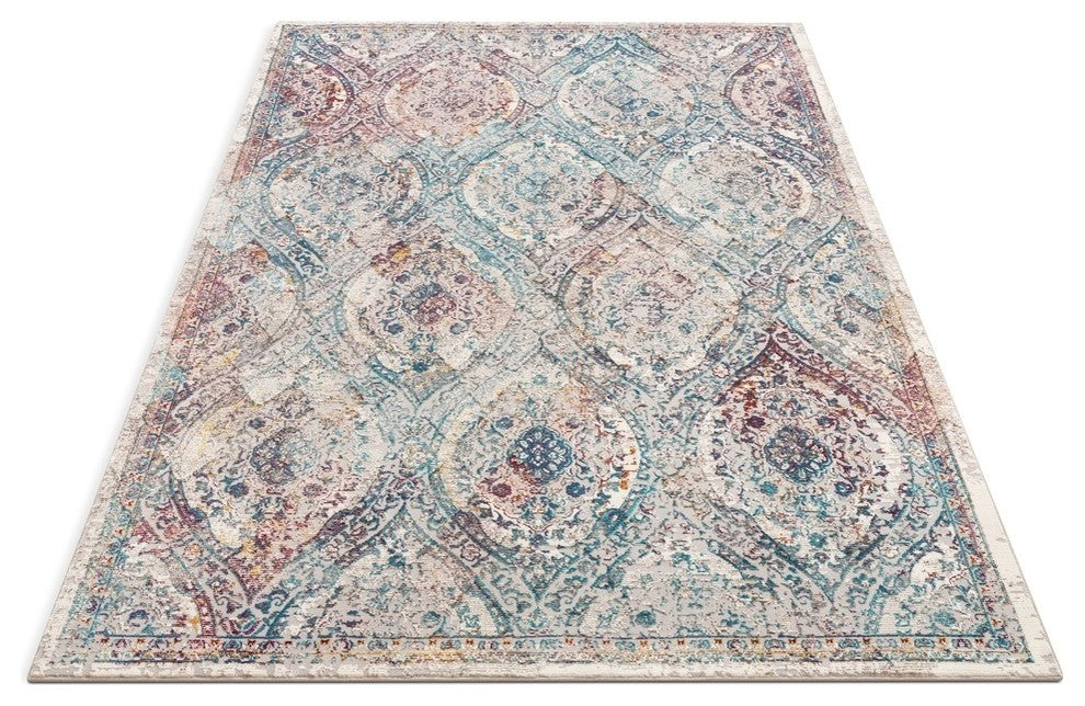 Well Woven Allure Ava Vintage Mosaic Ogee Persian Ivory Area Rug, 7'10"x9'10"