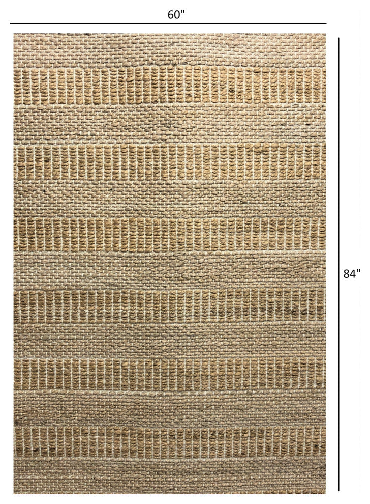 5" x 7" Tan Geometric Striped Area Rug