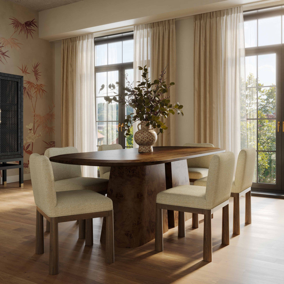 Tiara Performance Basketweave Fabric Dining Chair, Cream