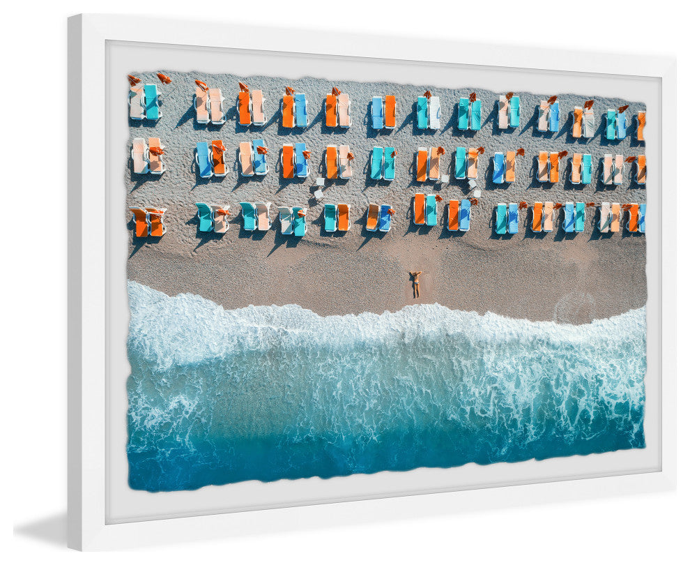 "Alone on an Empty Beach" Framed Painting Print, 18x12