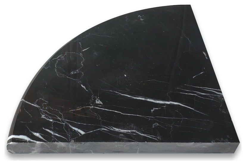 Nero Marquina Black Marble 9x9 Shower Corner Shelf Soap Dish Polished, 1 piece