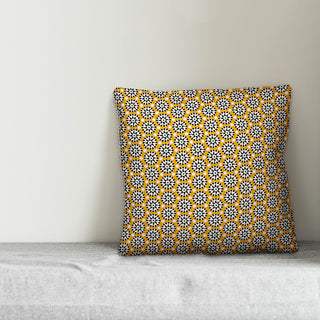 Boho Polka Dots, Yellow Outdoor Throw Pillow, 18"x18"