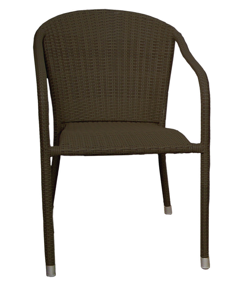 Terrace Mates All-Weather Wicker Stacking Arm Chair Coffee Finish Set of 2