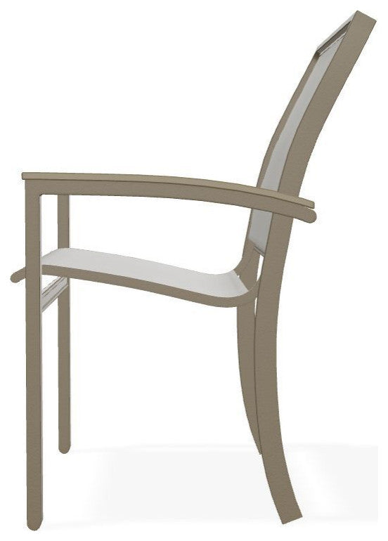 Bazza Sling Stackable Outdoor Dining Chair, Augustine Oyster/Beachwood
