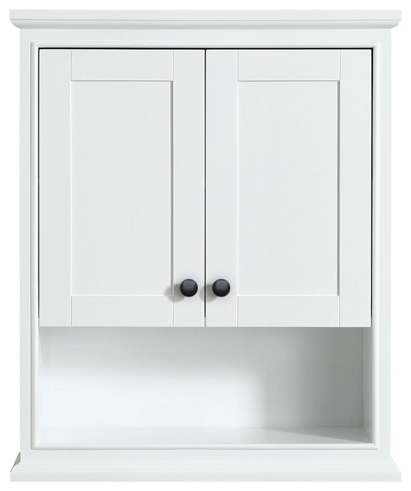 Deborah Over-the-Toilet Wall-Mounted Storage Cabinet, White With Black Trim